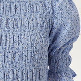 Lisa | Blue Smocked Midi Dress