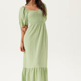 Leah | Women's Heart-Neck Bubble Sleeve Maxi Dress