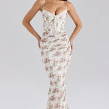 Flaws | Floral Lace Corset Bodycon Maxi Dress