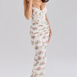 Flaws | Floral Lace Corset Bodycon Maxi Dress