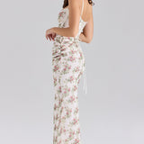 Flaws | Floral Lace Corset Bodycon Maxi Dress