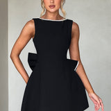 Kel | Sleeveless Pearl-Neckline Sculpted Mini Dress