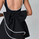 Kel | Sleeveless Pearl-Neckline Sculpted Mini Dress