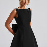 Kel | Sleeveless Pearl-Neckline Sculpted Mini Dress