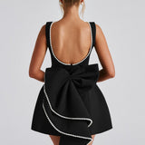 Kel | Sleeveless Pearl-Neckline Sculpted Mini Dress