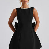 Kel | Sleeveless Pearl-Neckline Sculpted Mini Dress