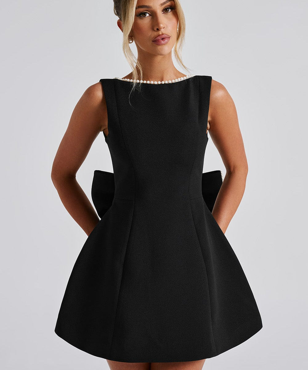 Kel | Sleeveless Pearl-Neckline Sculpted Mini Dress