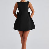 Kel | Sleeveless Pearl-Neckline Sculpted Mini Dress