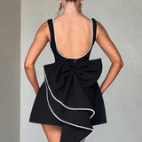 Kel | Sleeveless Pearl-Neckline Sculpted Mini Dress
