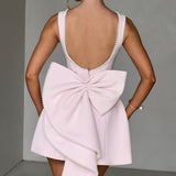 Kel | Sleeveless Pearl-Neckline Sculpted Mini Dress