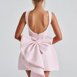 Kel | Sleeveless Pearl-Neckline Sculpted Mini Dress
