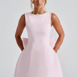 Kel | Sleeveless Pearl-Neckline Sculpted Mini Dress