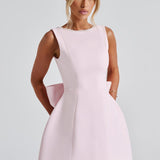 Kel | Sleeveless Pearl-Neckline Sculpted Mini Dress