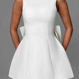 Kel | Sleeveless Pearl-Neckline Sculpted Mini Dress