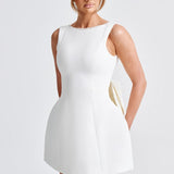 Kel | Sleeveless Pearl-Neckline Sculpted Mini Dress