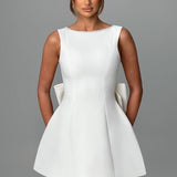 Kel | Sleeveless Pearl-Neckline Sculpted Mini Dress