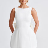 Kel | Sleeveless Pearl-Neckline Sculpted Mini Dress