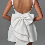 Kel | Sleeveless Pearl-Neckline Sculpted Mini Dress