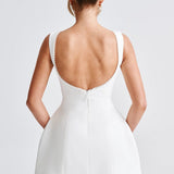 Kel | Sleeveless Pearl-Neckline Sculpted Mini Dress