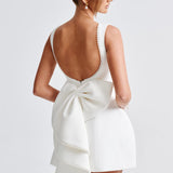 Kel | Sleeveless Pearl-Neckline Sculpted Mini Dress