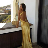 Amara | Sumptuously Soft Open Backless Satin Maxi Dress