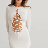 Cassidy | Ribbed Bodycon Front Lace-Up Long Sleeve Mini Dress