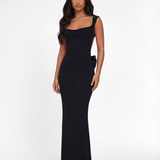 Mae | Sleek Sculpting Backless Tie-Detail Maxi Dress