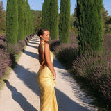 Amara | Sumptuously Soft Open Backless Satin Maxi Dress