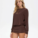 Noa | Long Sleeve Open Back Mini Dress
