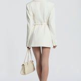 Casey | Structured Sharp Shoulder Plunge Choker Tailored Mini Dress