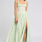 Louisa | Ethereal Floral Ruched Maxi Dress with High Slit