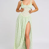 Louisa | Ethereal Floral Ruched Maxi Dress with High Slit
