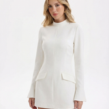 Cherry | High Neck Flare Cuff Sculpted Mini Dress