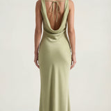 Nora | Elegant Backless Sophisticated Satin Halter Maxi Dress