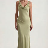 Nora | Elegant Backless Sophisticated Satin Halter Maxi Dress