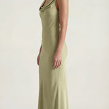 Nora | Elegant Backless Sophisticated Satin Halter Maxi Dress