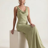Nora | Elegant Backless Sophisticated Satin Halter Maxi Dress