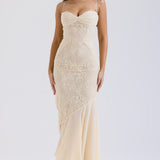 Hana | Fluid Sculpted Bodice Ethereal Vanilla Maxi Dress