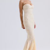 Hana | Fluid Sculpted Bodice Ethereal Vanilla Maxi Dress