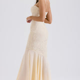 Suzie | Ethereal Vanilla White Fluid Draped Maxi Dress