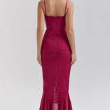 Mona | Cascading Ruffle Sweetheart Ruched Maxi Dress