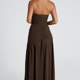Donna | Asymmetrical Strapless Sculpted Maxi Dress