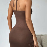 Cecil | Soft Stretch Jersey Halterneck Draped Mini Dress