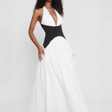 Leia | Sculpting Corset Waist Plunge Halterneck Maxi Dress