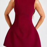 Delphine | High Boat Neck Bubble Skirt Mini Dress