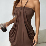 Cecil | Soft Stretch Jersey Halterneck Draped Mini Dress