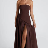 Donna | Asymmetrical Strapless Sculpted Maxi Dress