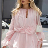 Rosette | Airy Bishop Sleeve Chiffon Mini Dress