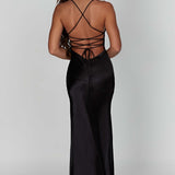 Alexia | Bias-Cut Plunging Satin Maxi Dress