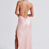 Alexia | Bias-Cut Plunging Satin Maxi Dress